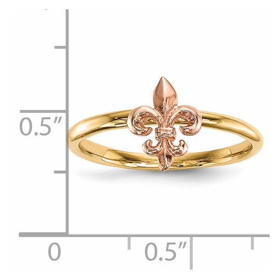 14k Two-tone Polished Fleur de Lis Ring