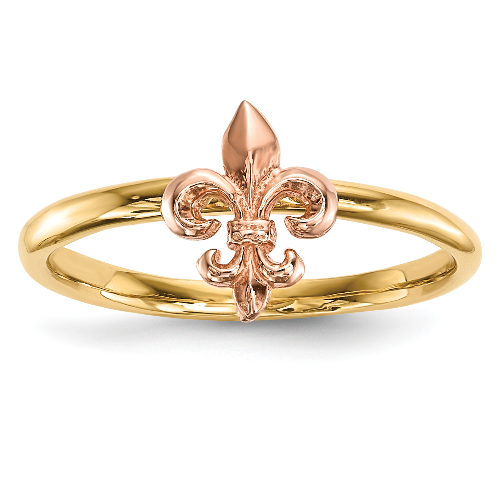 14k Two-tone Polished Fleur de Lis Ring (R623)