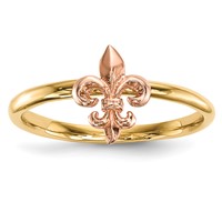 14K Two-tone Polished Fleur De Lis Ring view 1