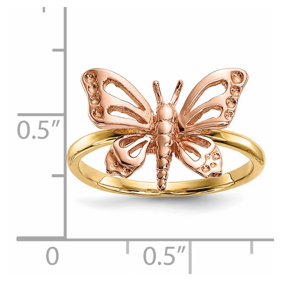 14k Two-tone Polished Butterfly Ring