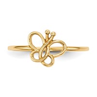 14K Yellow Gold Polished Butterfly Ring view 3