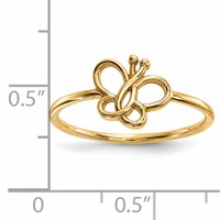 14K Yellow Gold Polished Butterfly Ring view 4