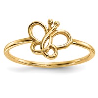 14K Yellow Gold Polished Butterfly Ring view 1