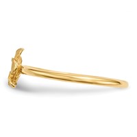 14K Yellow Gold Satin and Diamond-cut Plumeria Ring view 2