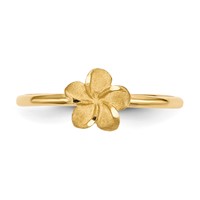 14K Yellow Gold Satin and Diamond-cut Plumeria Ring view 3