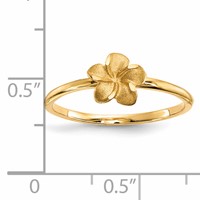 14K Yellow Gold Satin and Diamond-cut Plumeria Ring view 4