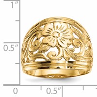 14K Yellow Gold Polished Floral Dome Ring view 2