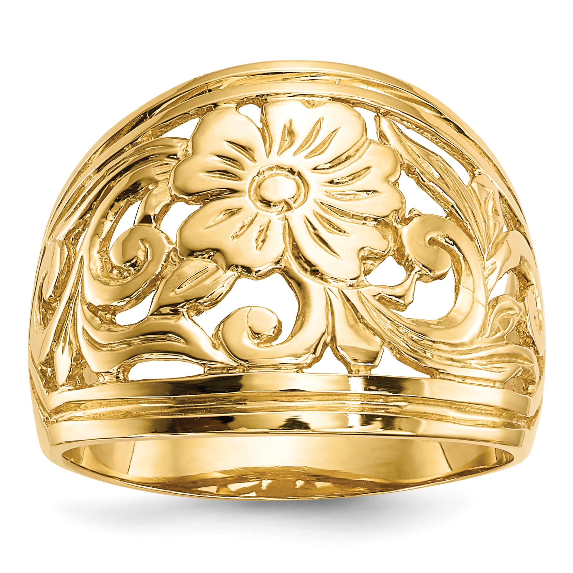 14k Polished Floral Ring (R638)