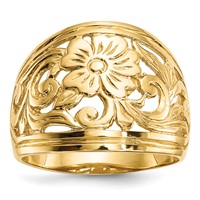 14K Yellow Gold Polished Floral Dome Ring view 1