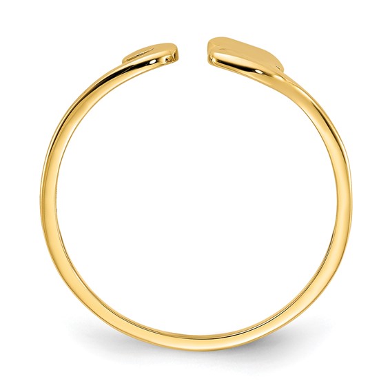 14k Polished Cat Adjustable Cuff Ring