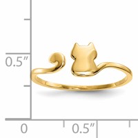 14K Yellow Gold Polished Cat Adjustable Cuff Ring view 3