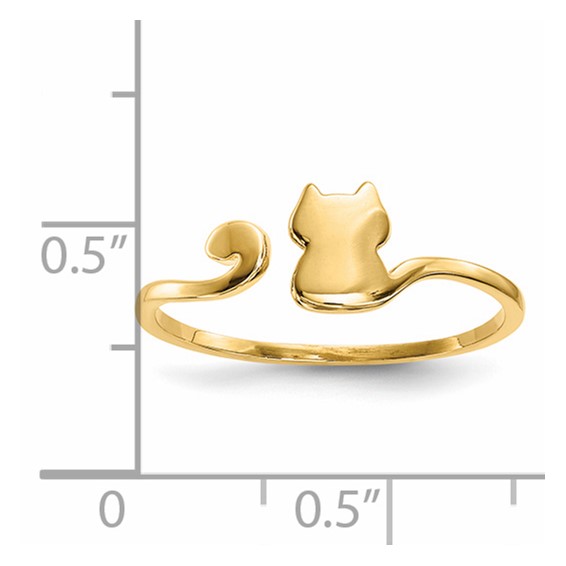 14k Polished Cat Adjustable Cuff Ring
