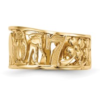 14K Yellow Gold Lucky Symbols Cut Out 9mm Band view 2