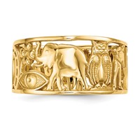 14K Yellow Gold Lucky Symbols Cut Out 9mm Band view 3