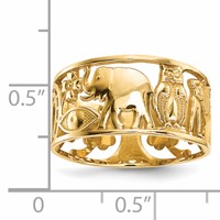 14K Yellow Gold Lucky Symbols Cut Out 9mm Band view 4