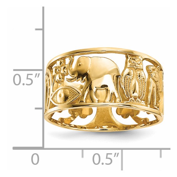 14k Lucky Symbols Cut Out 9mm Band