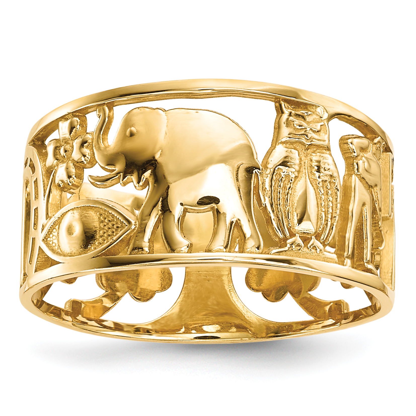14k Lucky Symbols Cut Out 9mm Band (R646)