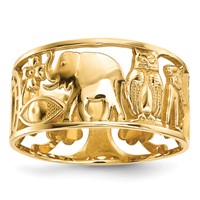 14K Yellow Gold Lucky Symbols Cut Out 9mm Band view 1