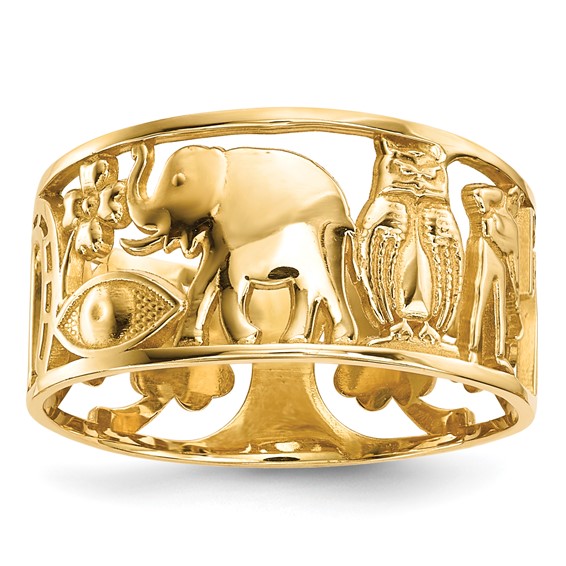 14k Lucky Symbols Cut Out 9mm Band