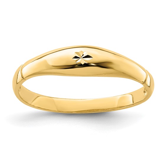 14K Diamond-cut Domed Band Ring