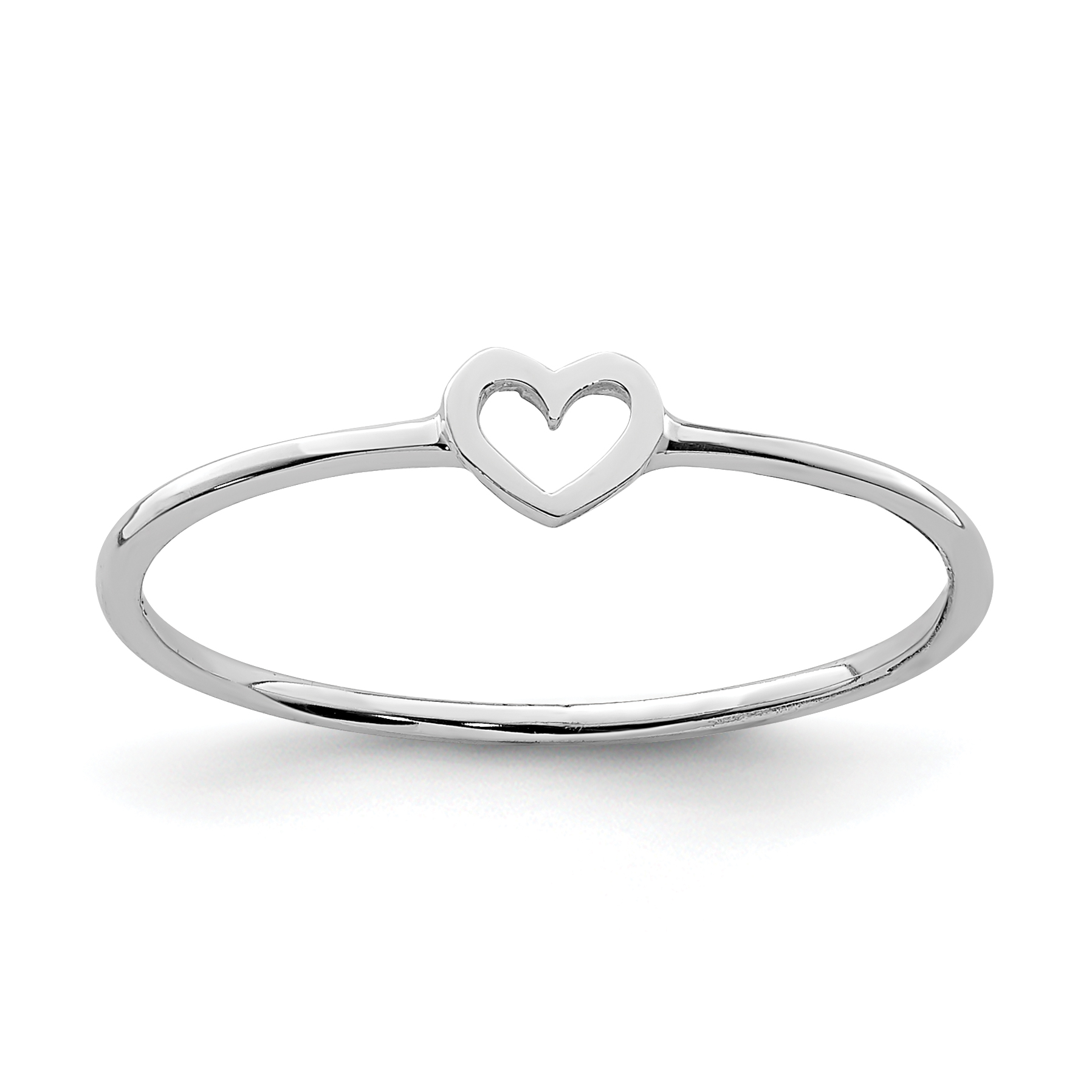 14K White Polished Heart Ring (R671W)