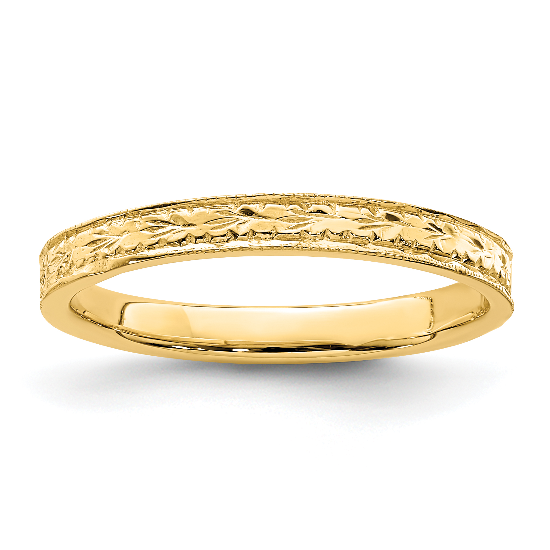 14K Polished Floral Band (R672)
