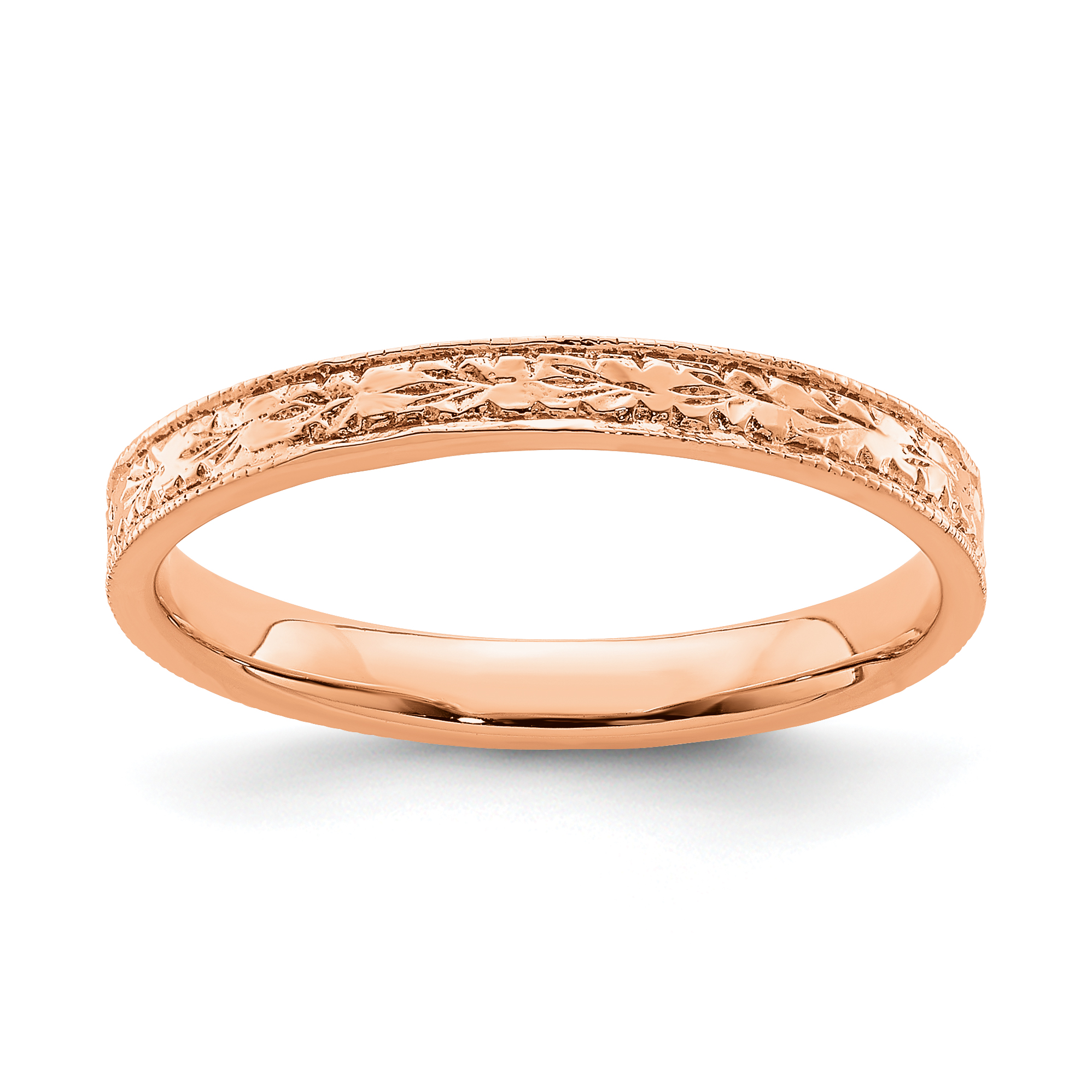 14K Rose Polished Floral Band (R672R)