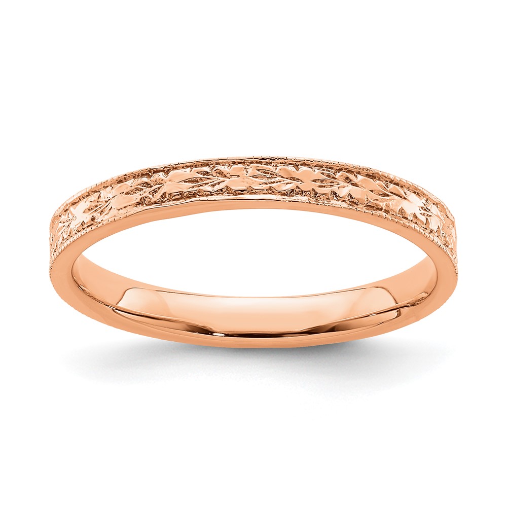 14K Rose Polished Floral Band (R672R)