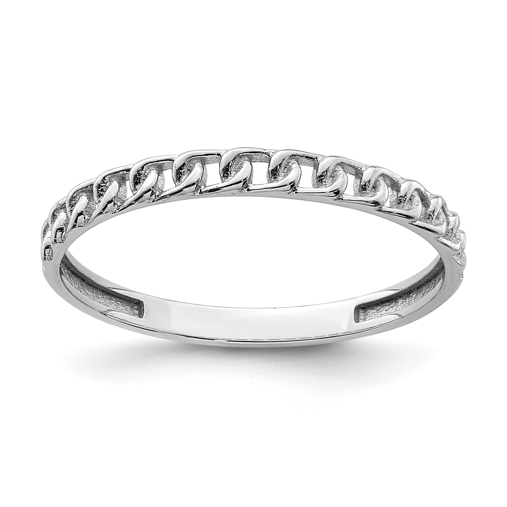 14K White Gold Link Design Ring (R674W)