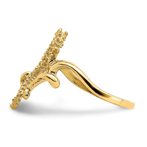 14K Polished and Textured 2-D Size 7 Seahorse Ring
