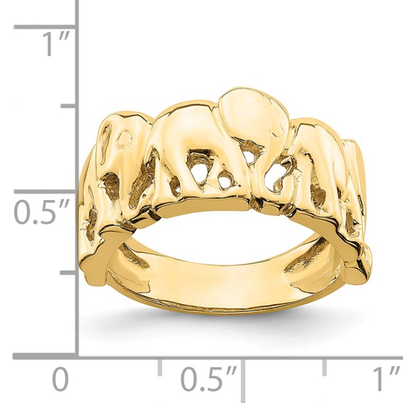 14k Polished Elephant Parade Ring