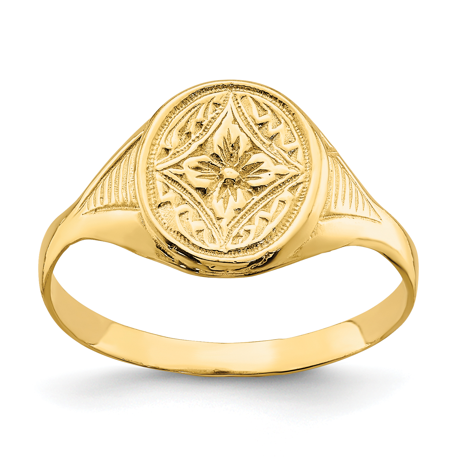 14k Oval Star Diamond Center Baby Ring (R692)