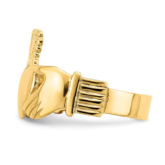 14k Mens Polished Size 9 Claddagh Ring
