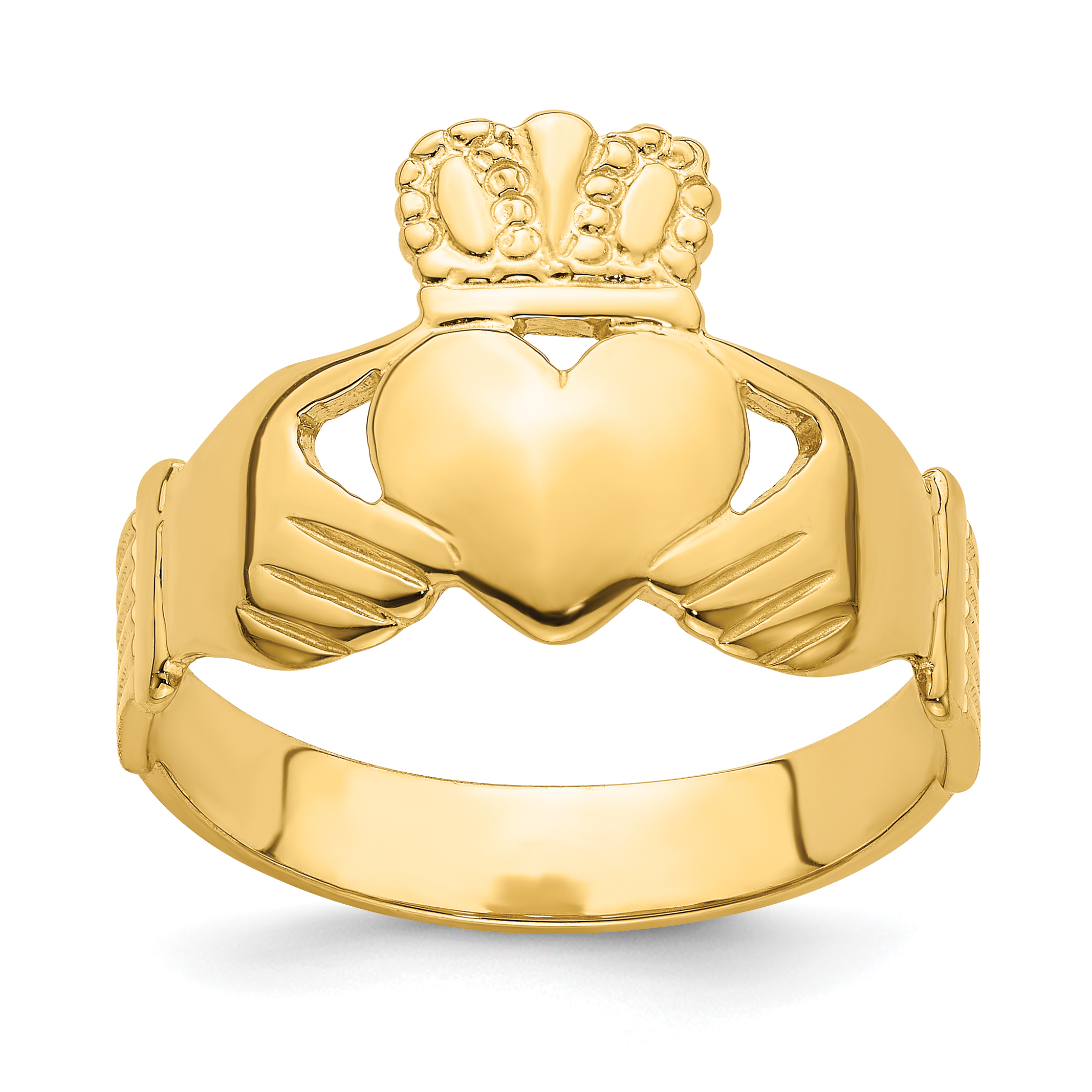 14k Polished Claddagh Ring (Size 9) (R697)