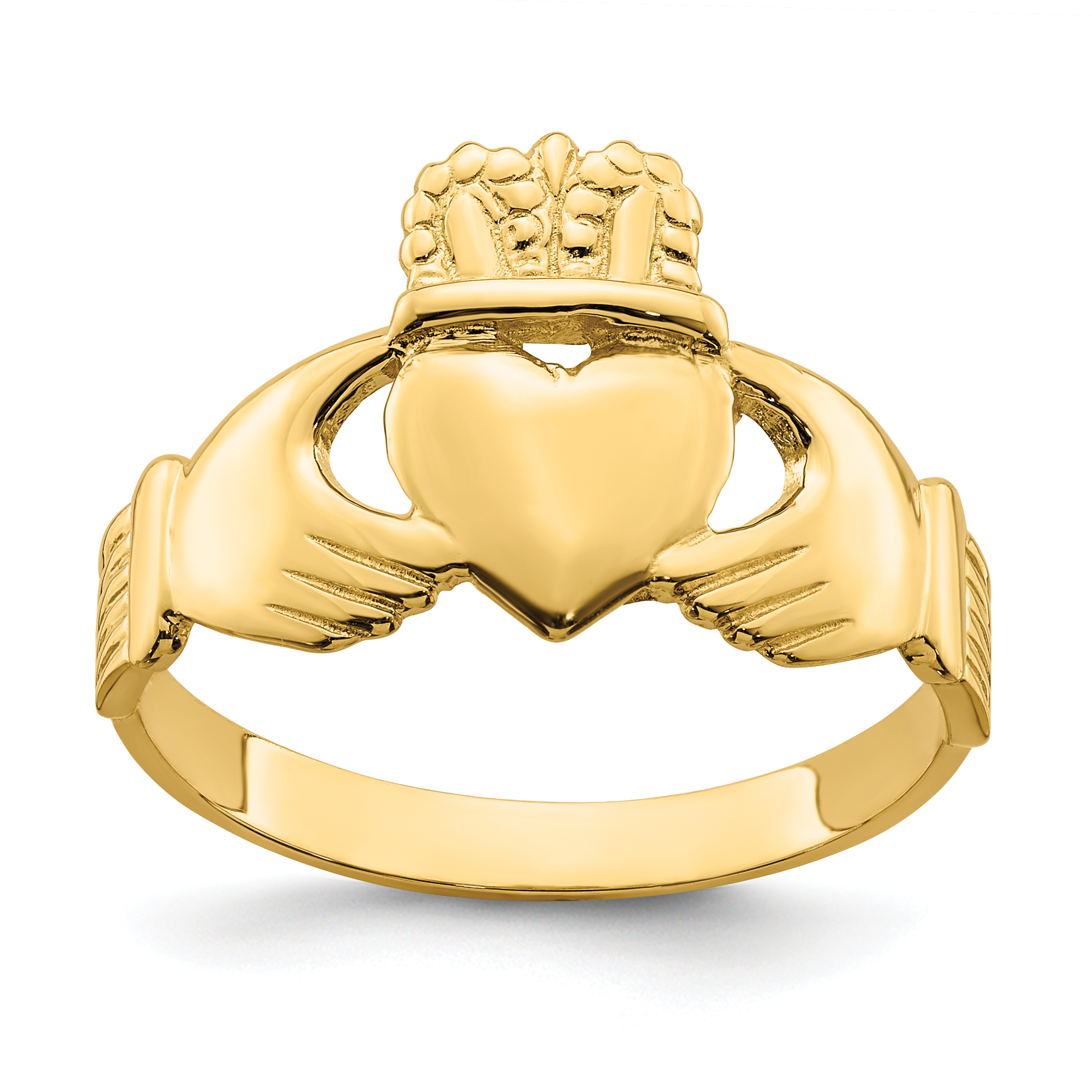 14k Polished Claddagh Ring (Size 9) (R698)