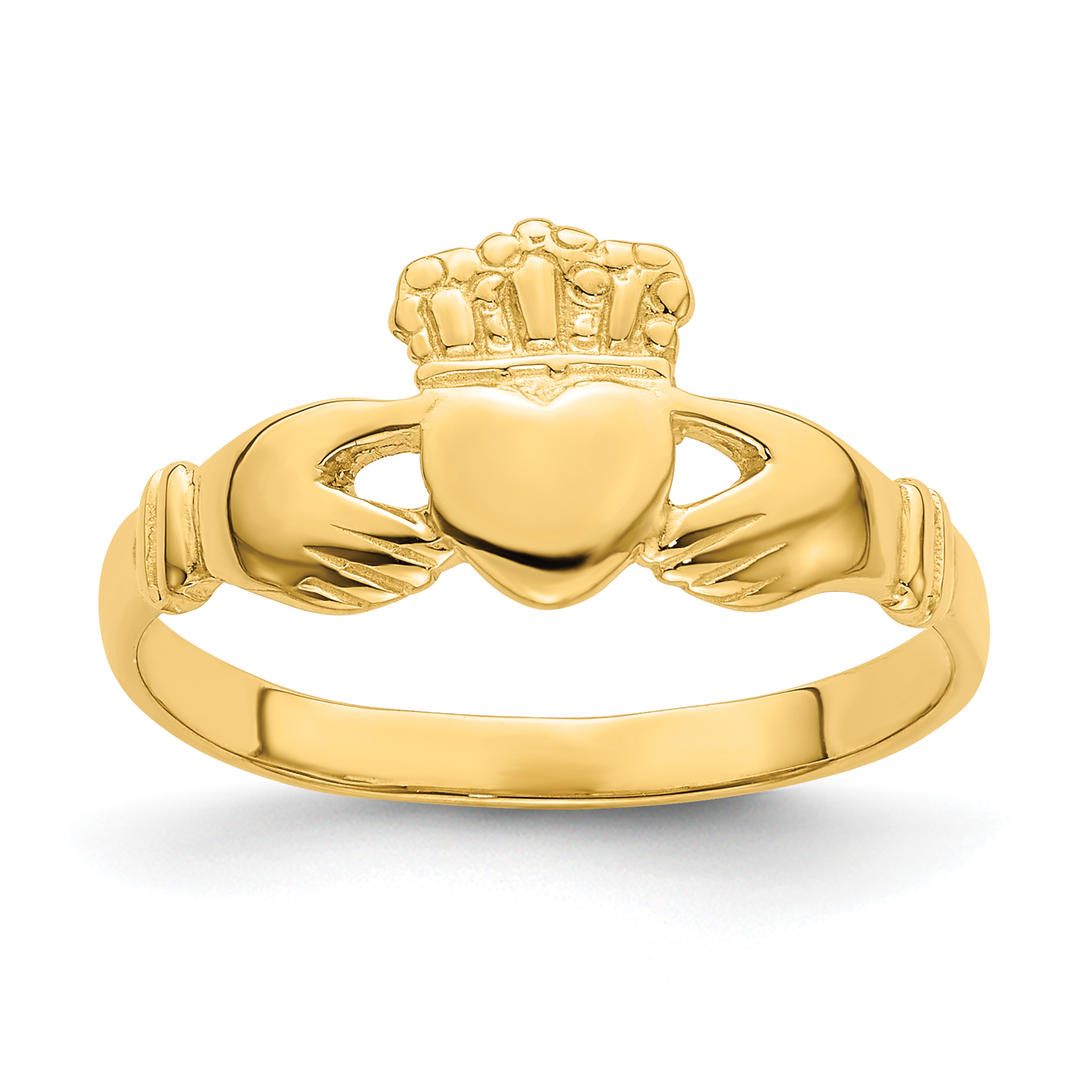 14k Polished Claddagh Ring (R701)