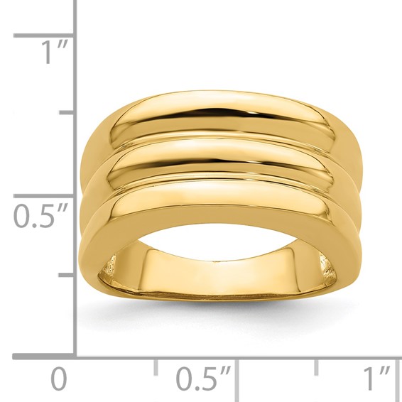 14k Polished Triple Ridge Dome Ring