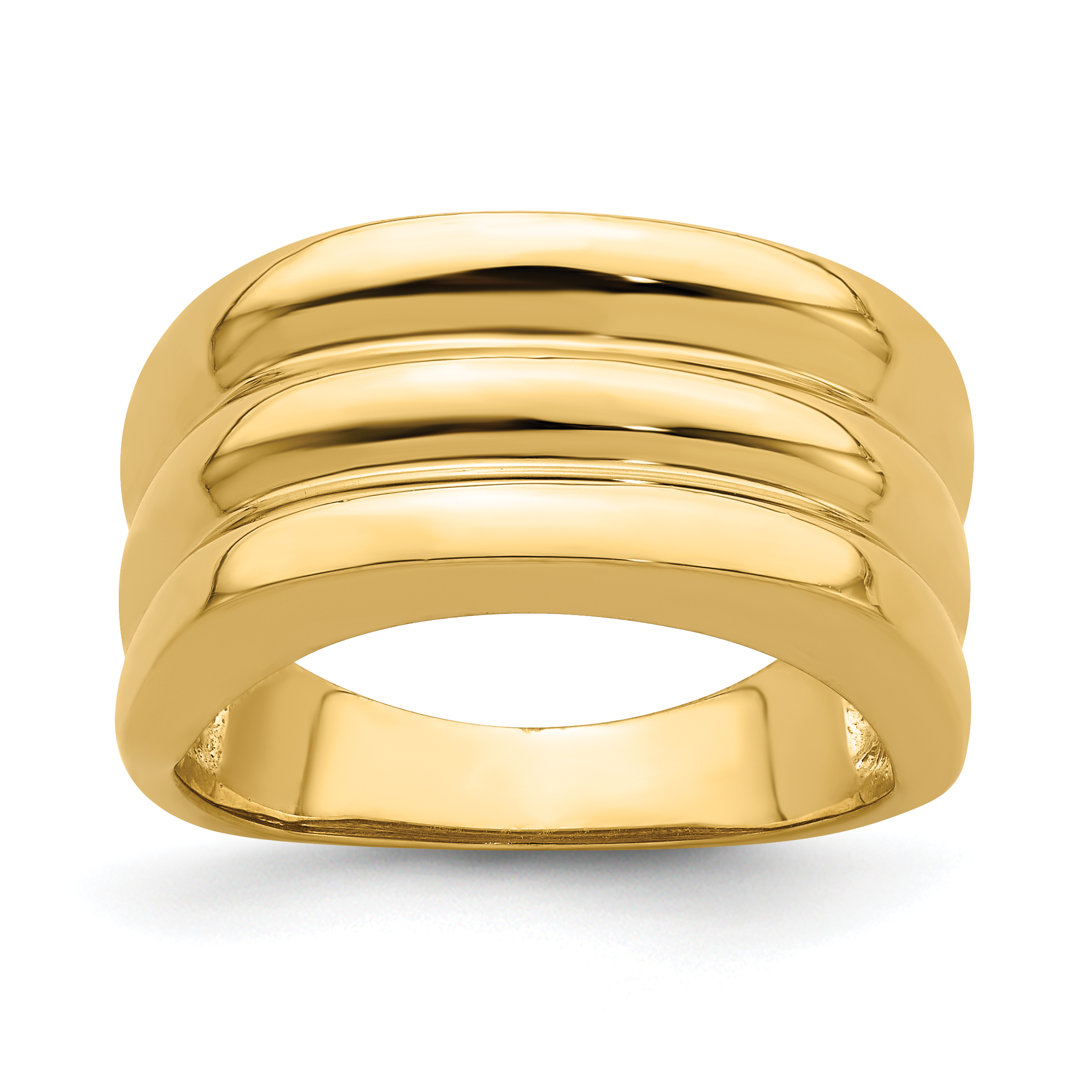 14k Polished Triple Ridge Dome Ring (R706)