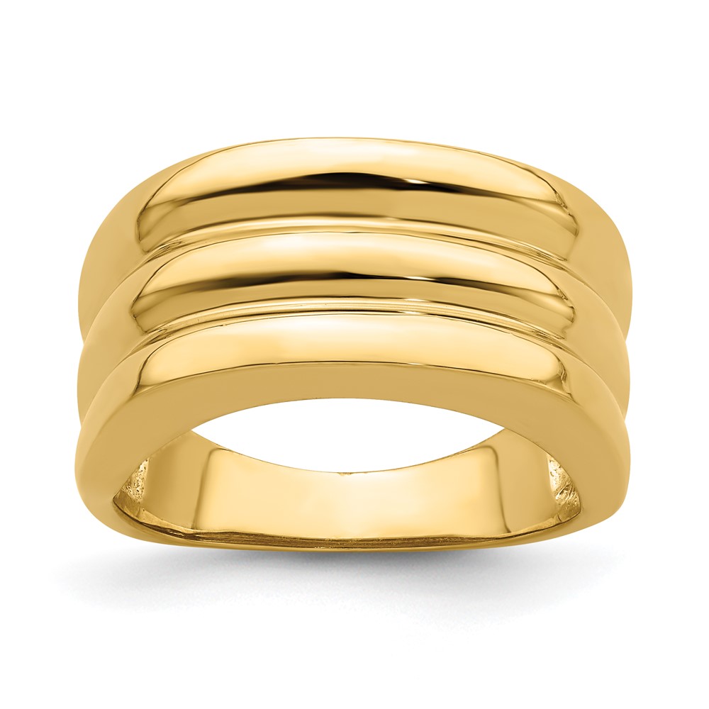 14k Polished Triple Ridge Dome Ring