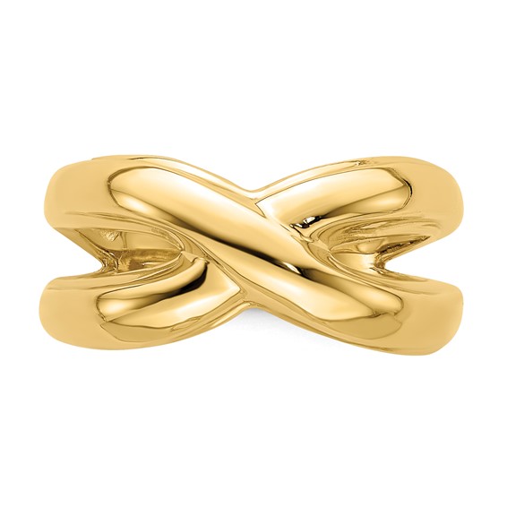 14K Polished with Cut Out Sides  X  Dome Ring