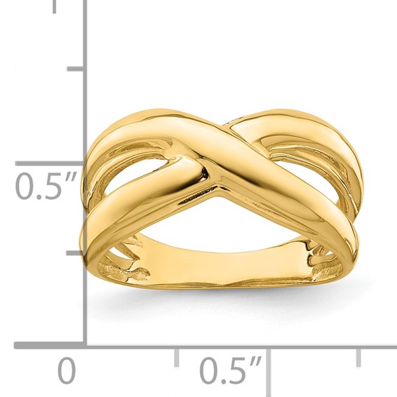 14K Polished with Cut Out Sides  X  Dome Ring