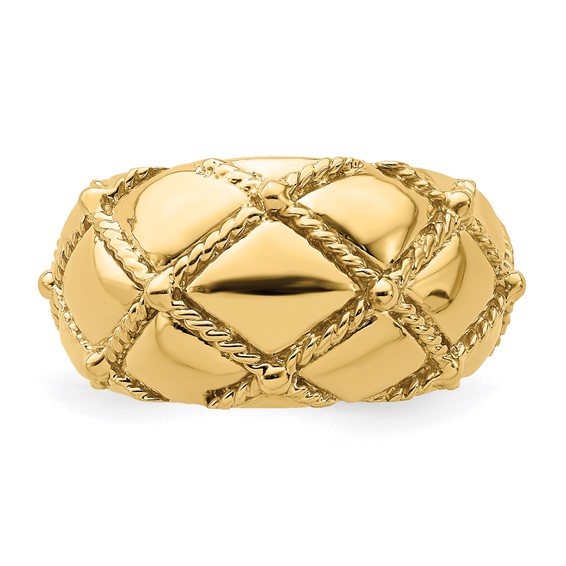 14k Quilted Rope Solid Dome Ring