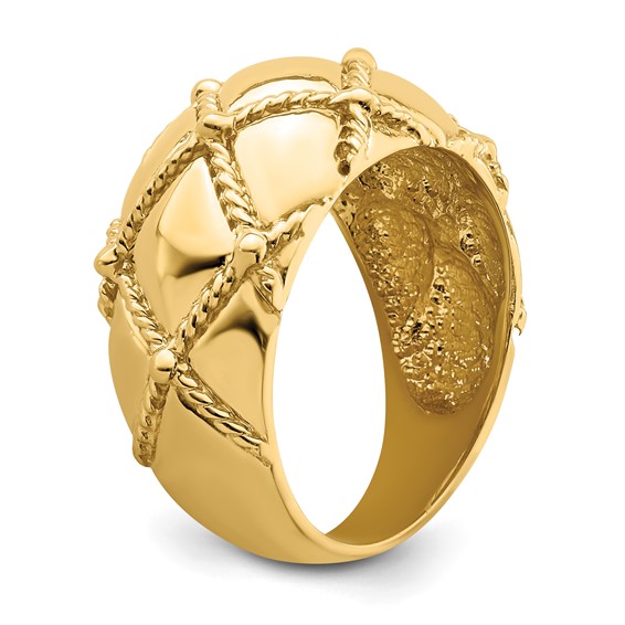14k Quilted Rope Solid Dome Ring
