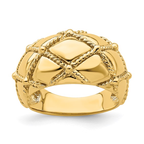 14k Quilted Rope Solid Dome Ring