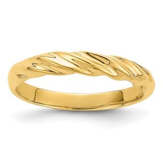 14k Polished Thin Ribbed Dome Ring
