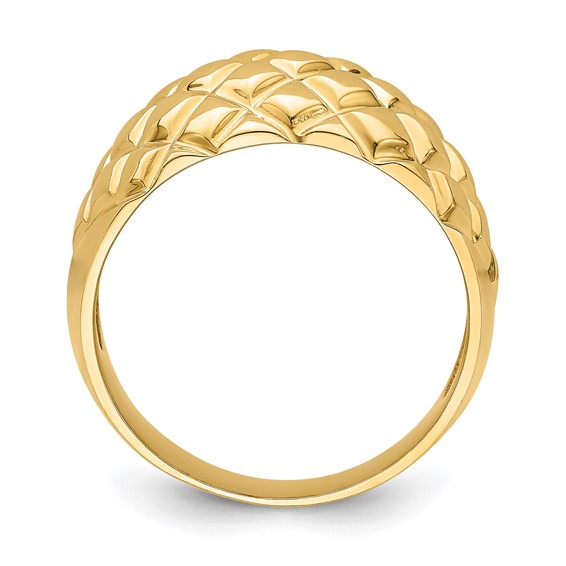 14k Polished Basket Weave Pattern Dome Ring