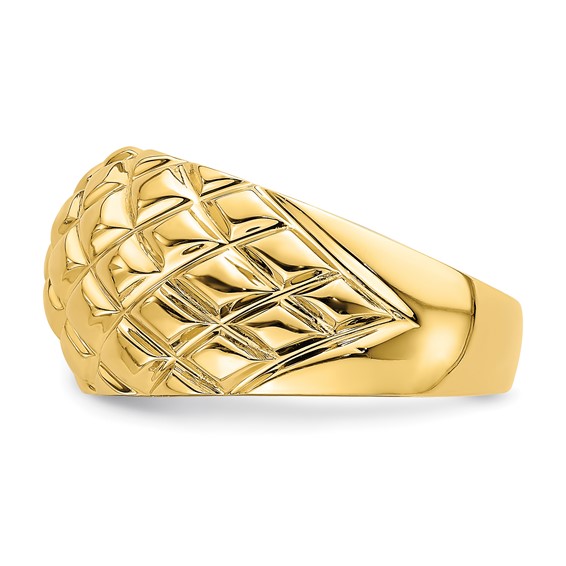 14k Polished Basket Weave Pattern Dome Ring
