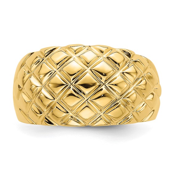 14k Polished Basket Weave Pattern Dome Ring