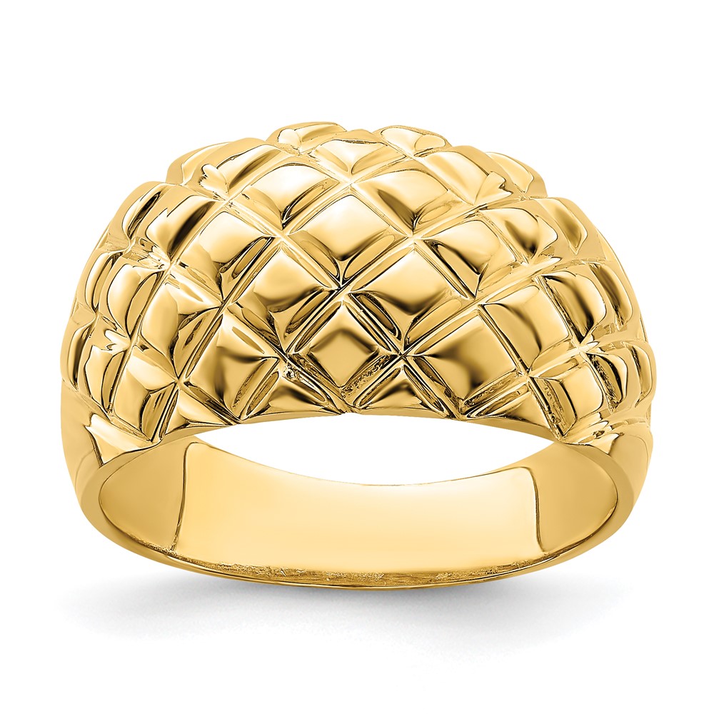 14k Polished Basket Weave Pattern Ring
