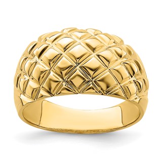 14k Polished Basket Weave Pattern Dome Ring